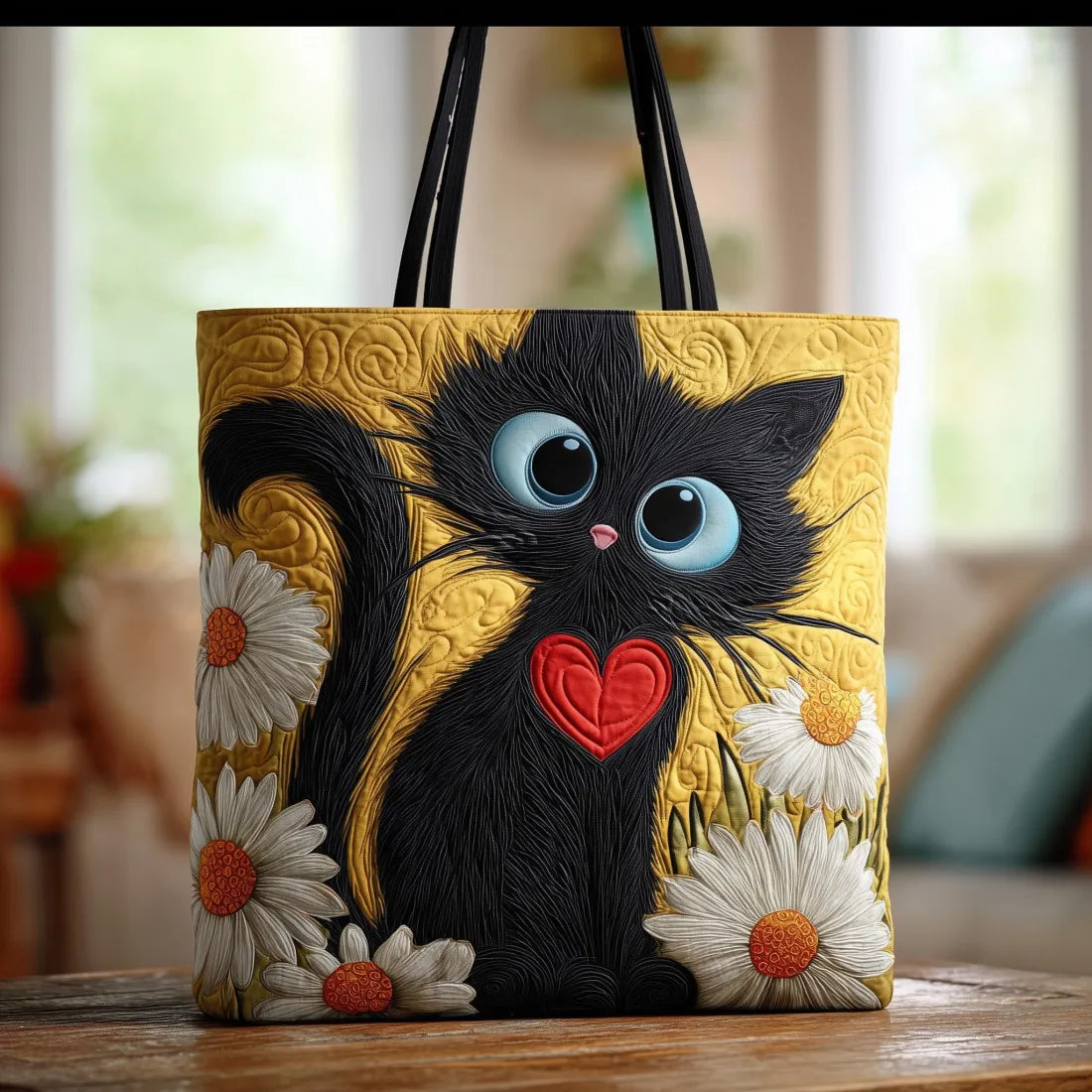 Gehaakte Vintage Tas "Zwarte Kat met Hart" — Stokroos