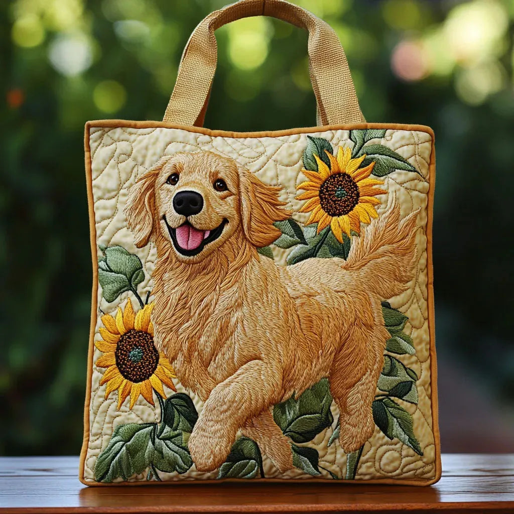 Vintage Tas "Golden Retriever en Zonnebloemen" — Zomer