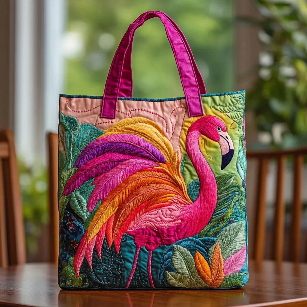Haftowana Vintage Tas "Tropische Flamingo" — Koraal