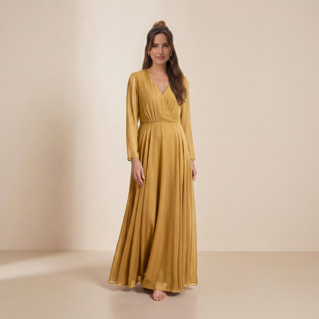 Maxi-jurk in de kleur stralende gouden mosterd - slip dress