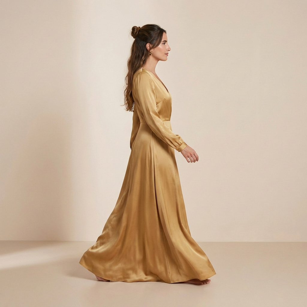 Maxi-jurk in de kleur stralende gouden mosterd - slip dress