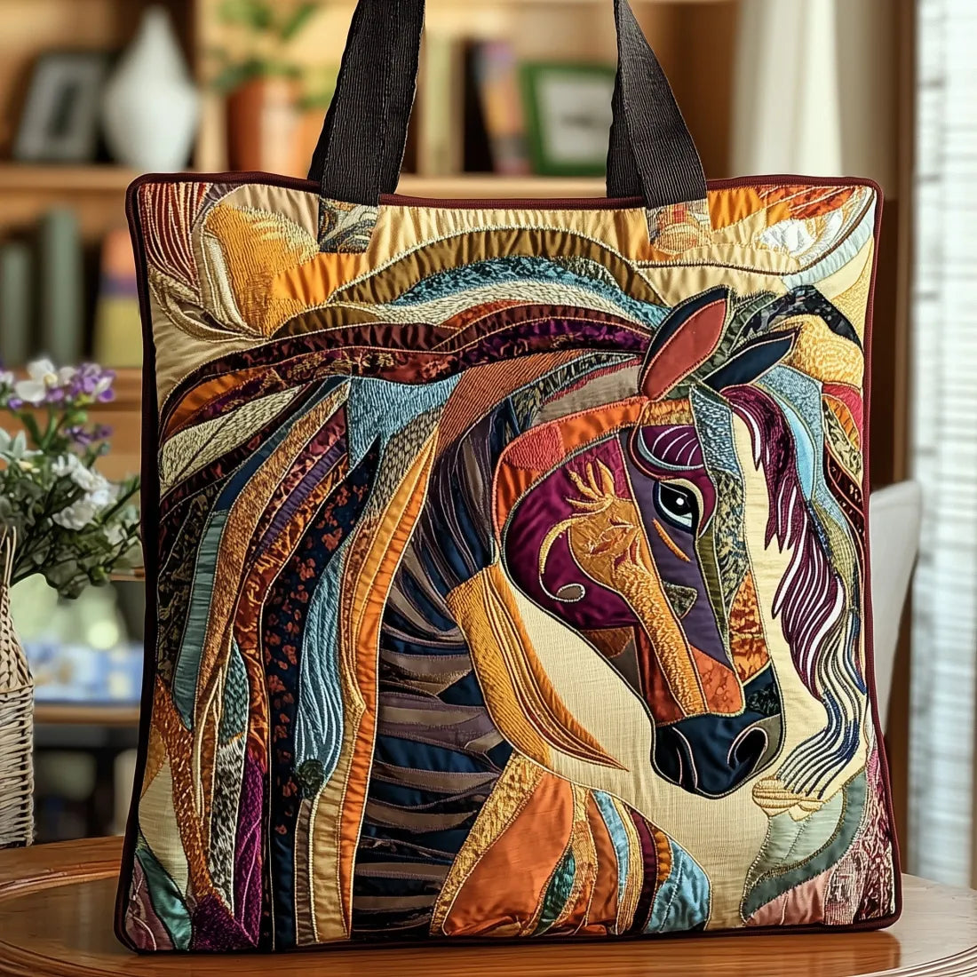Haftowana Torba Vintage "Dziki Koń o Zachodzie" — Bohemian