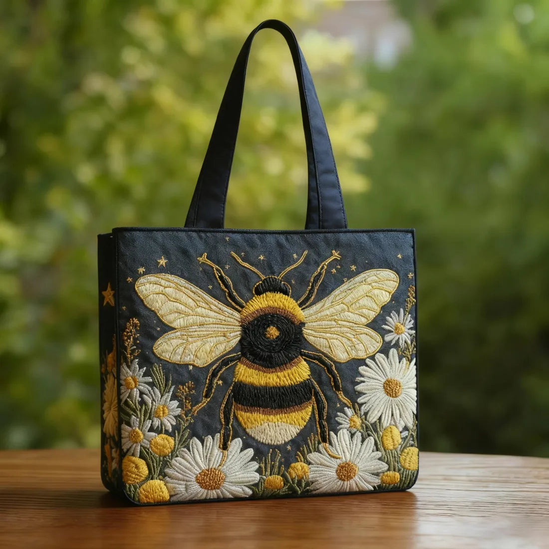 Gehaakte Vintage Tas "Bij en Madeliefjes" — Weide