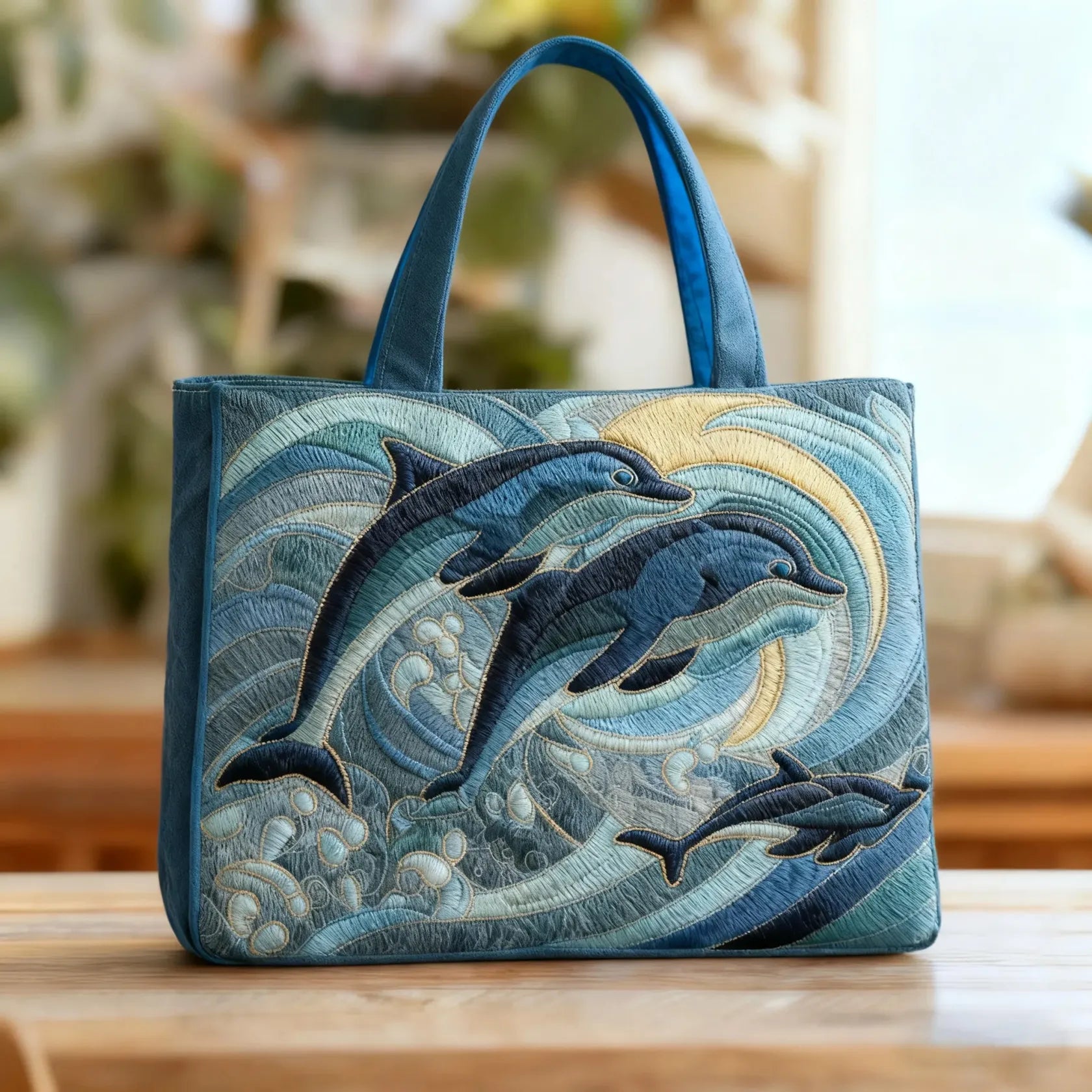 Vintage Tas "Dolfijnen in Golven" — Zee