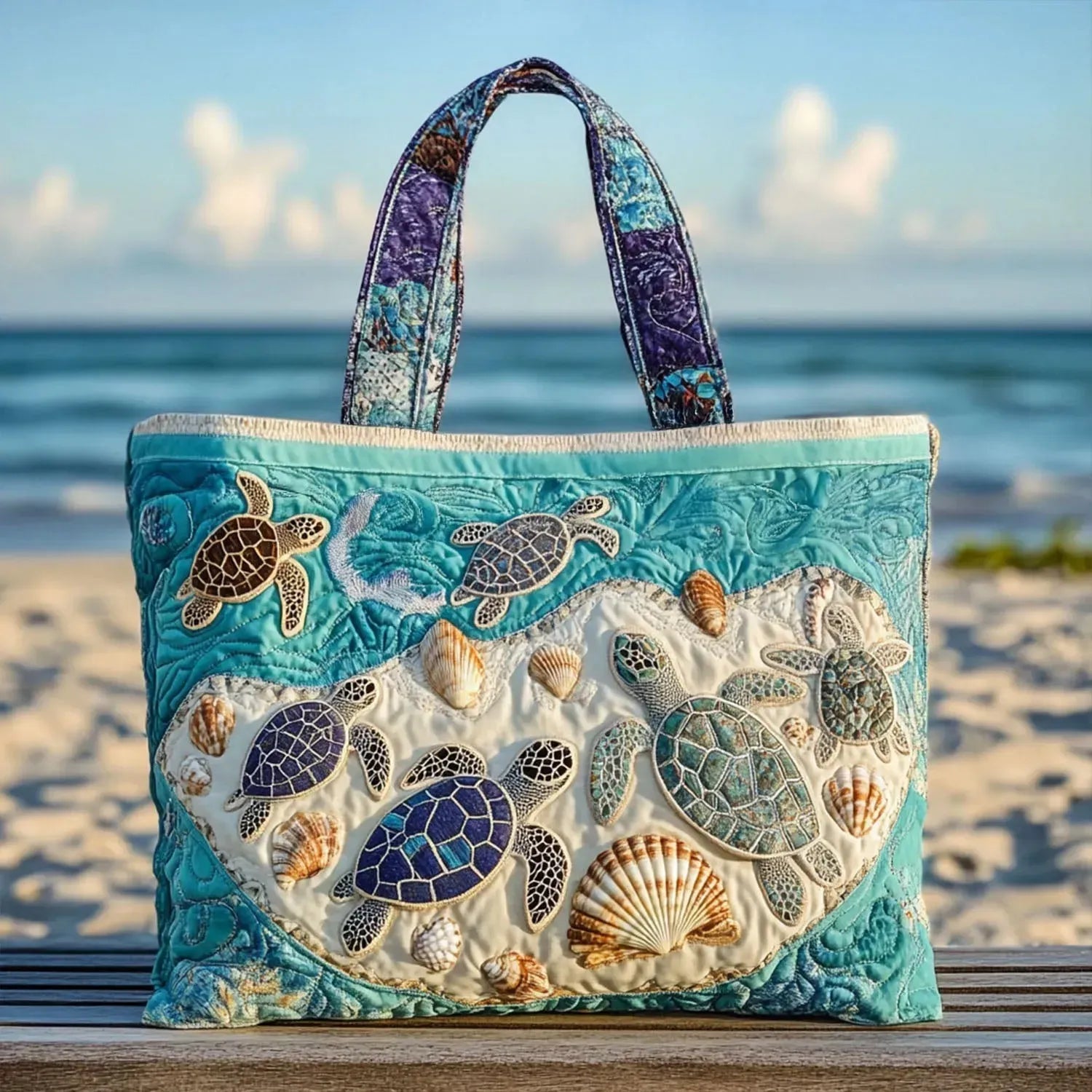 Vintage Tas "Schildpadden en Schelpen" — Strandtas