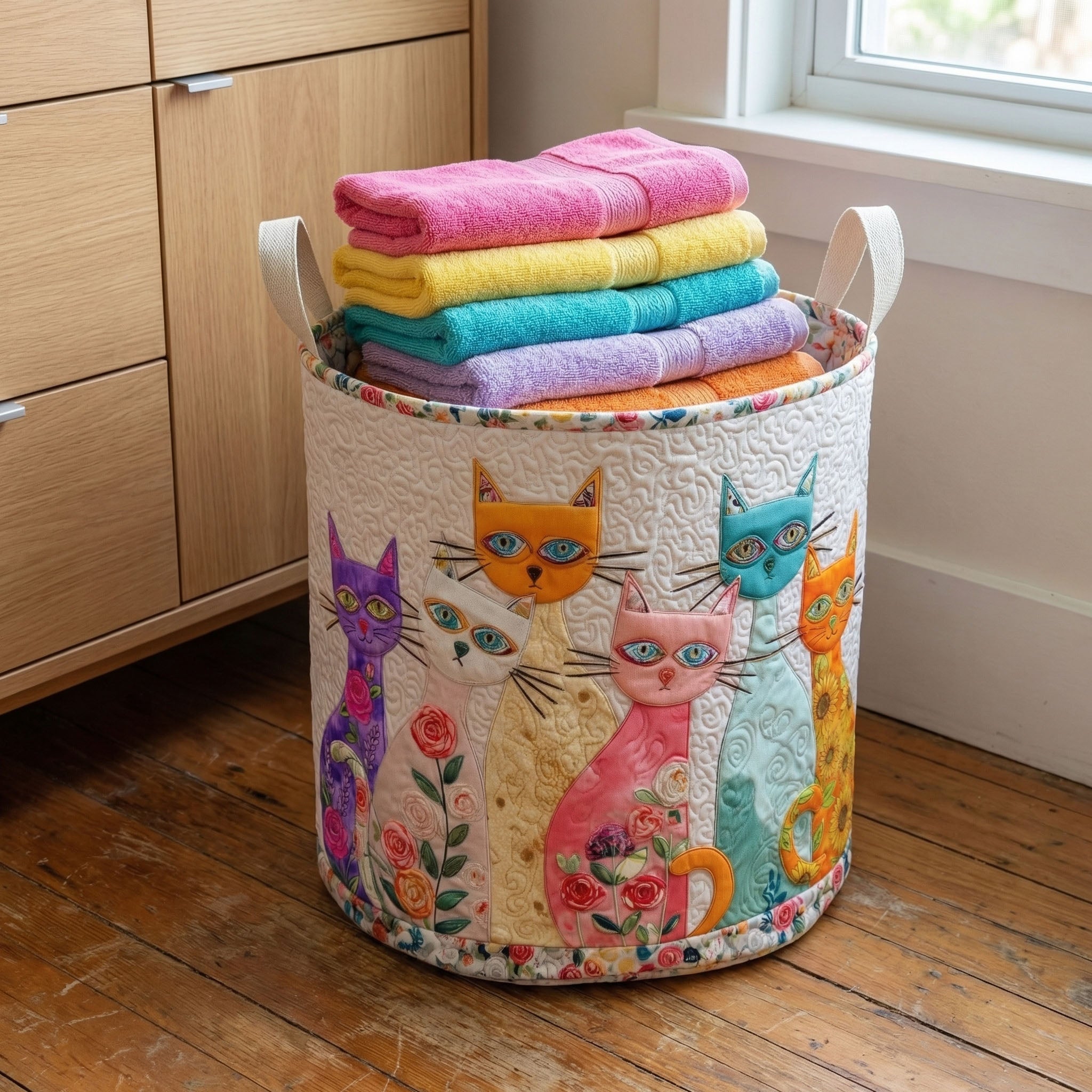 Vrolijke Kat Patch Wasmand
