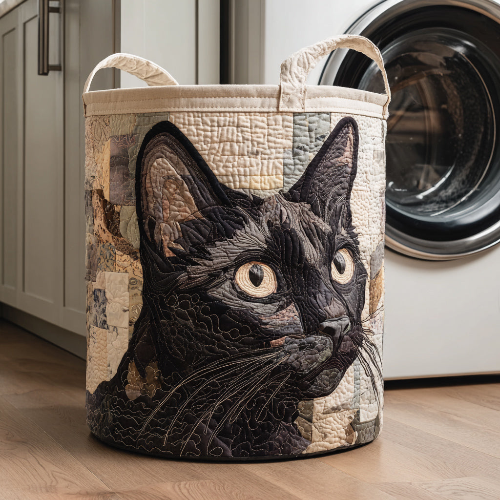 Rustieke Zwarte Kat Wasmand