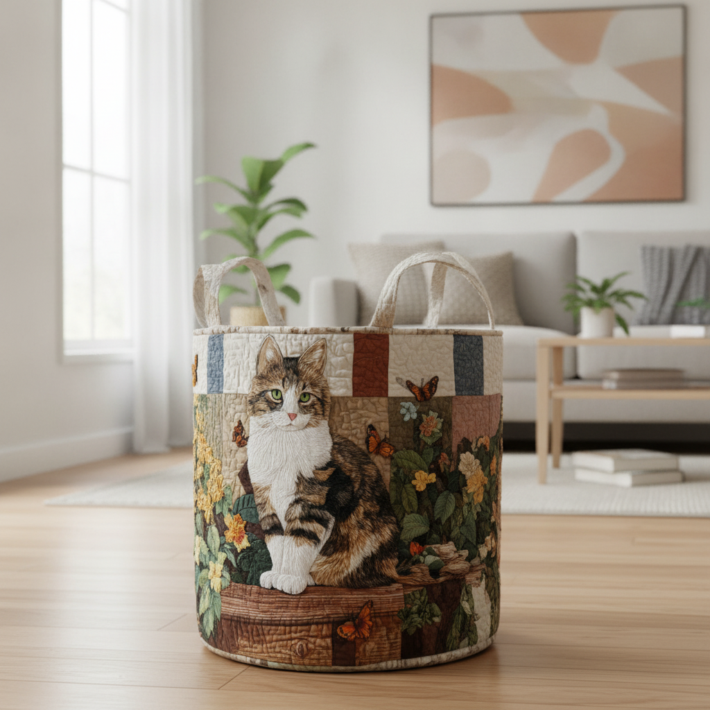 Kat Tussen Bloemblaadjes Wasmand