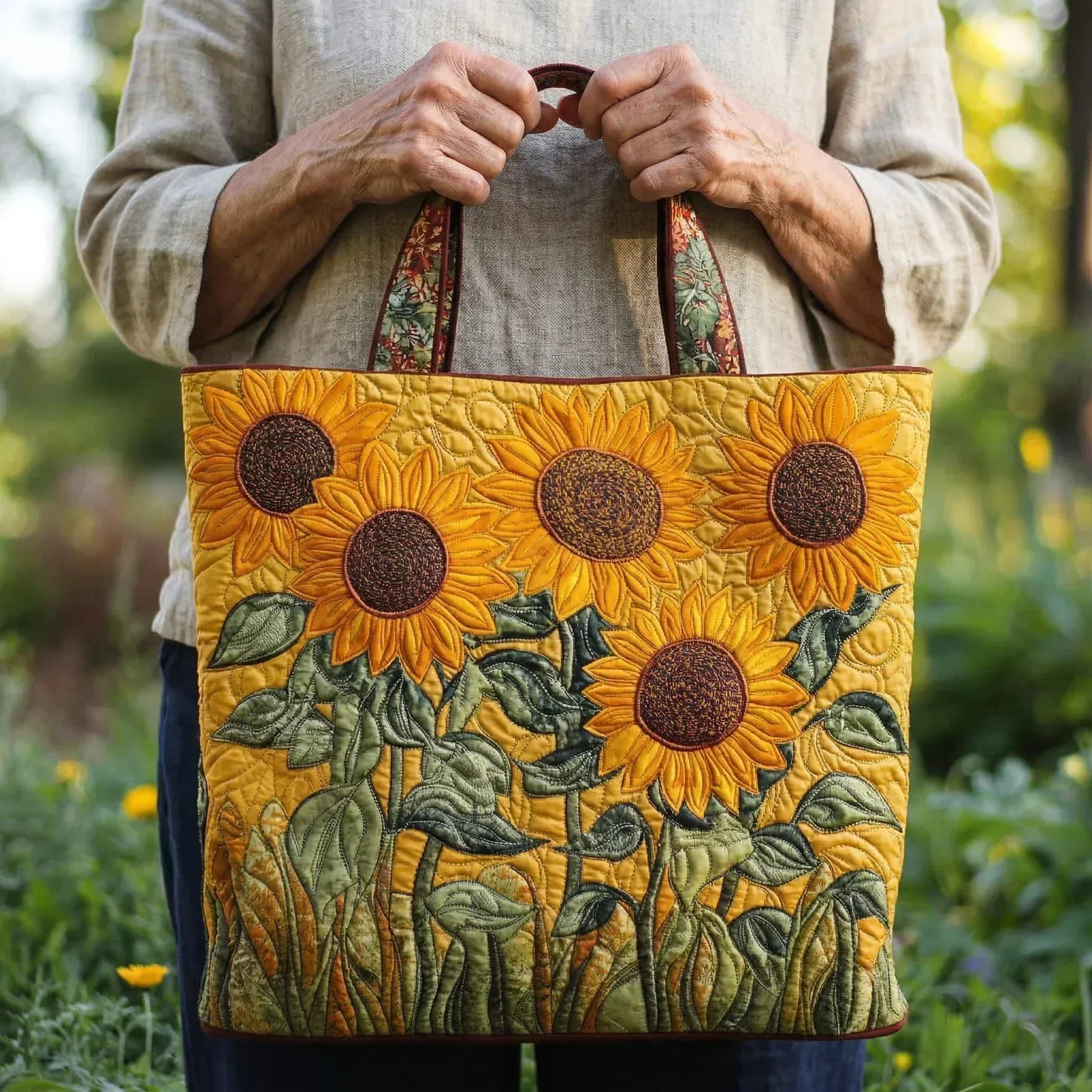Handgemaakte tas | Klassieke zonnebloemen
