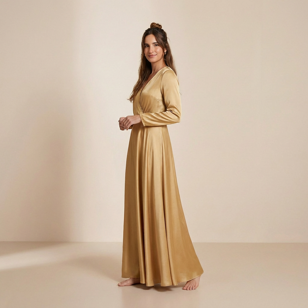 Maxi-jurk in de kleur stralende gouden mosterd - slip dress