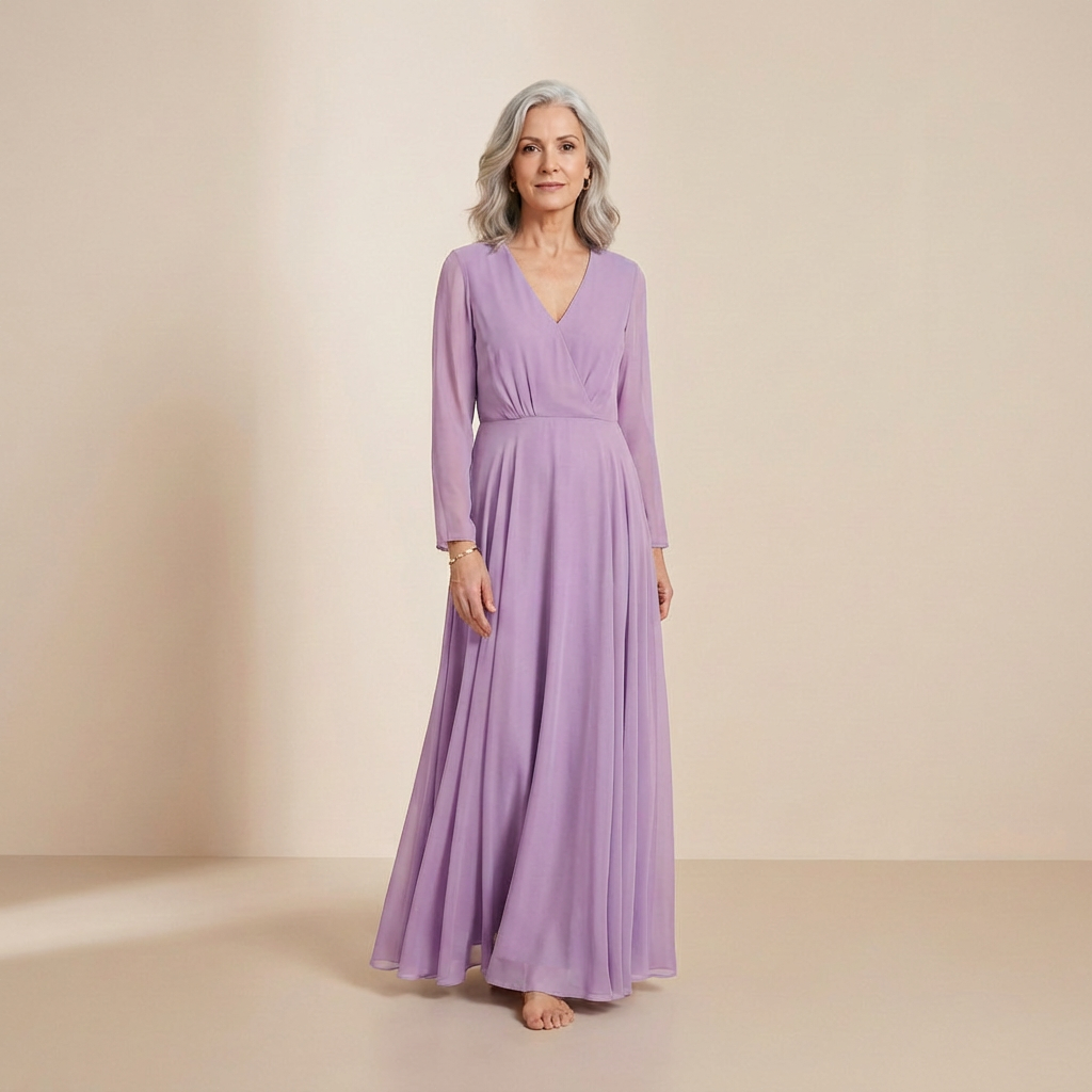 Ethereale maxi-jurk in lavendel met een sluiting aan de voorkant – slip dress
