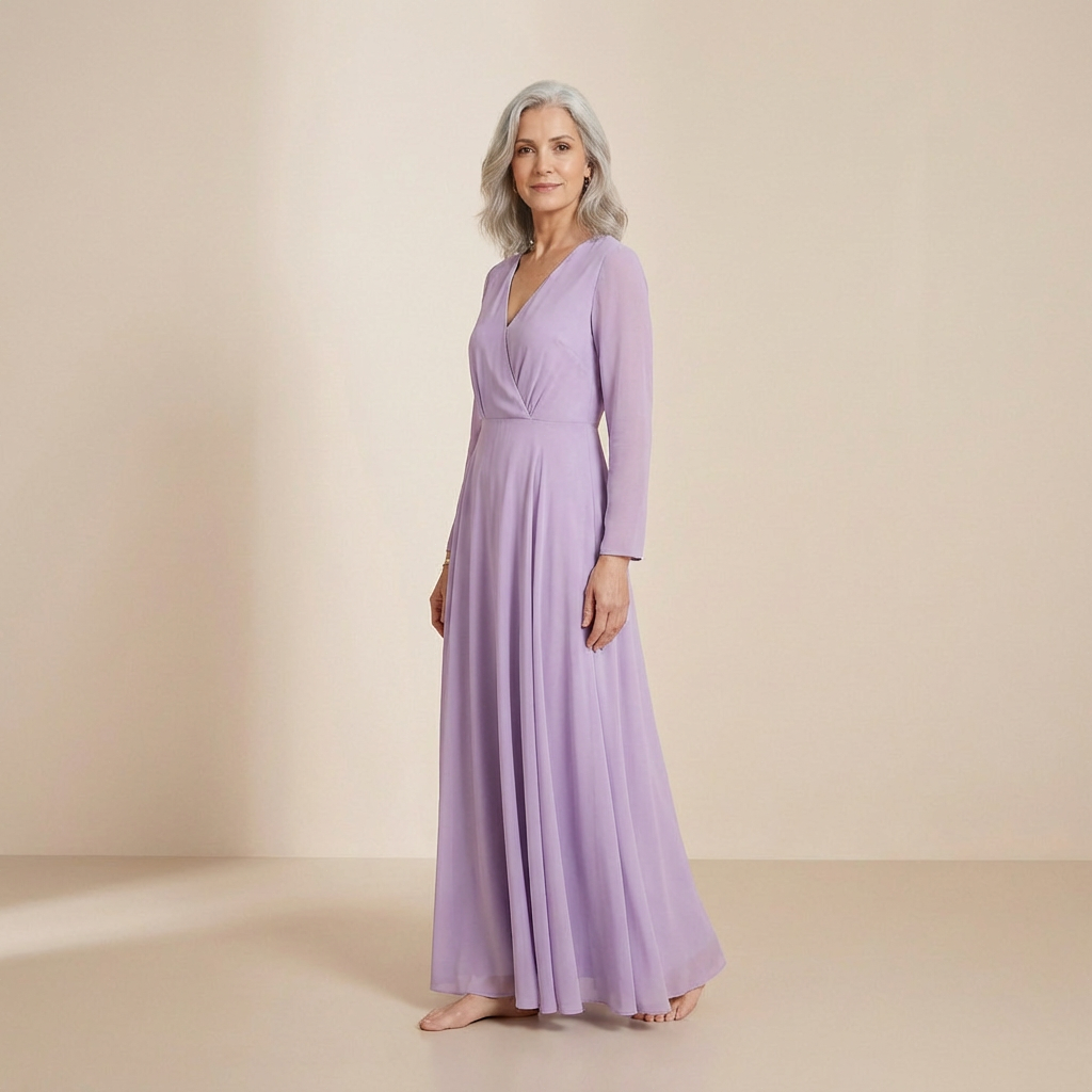 Ethereale maxi-jurk in lavendel met een sluiting aan de voorkant – slip dress