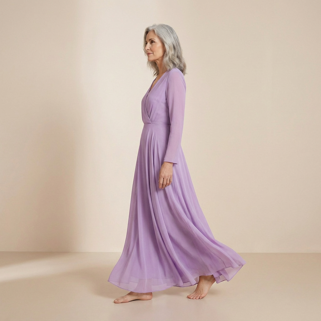 Ethereale maxi-jurk in lavendel met een sluiting aan de voorkant – slip dress